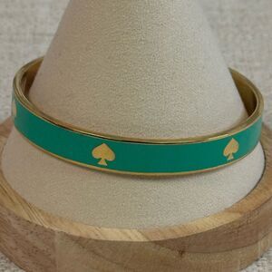 RARE Kate Spade Green & Gold Spade Logo Bangle